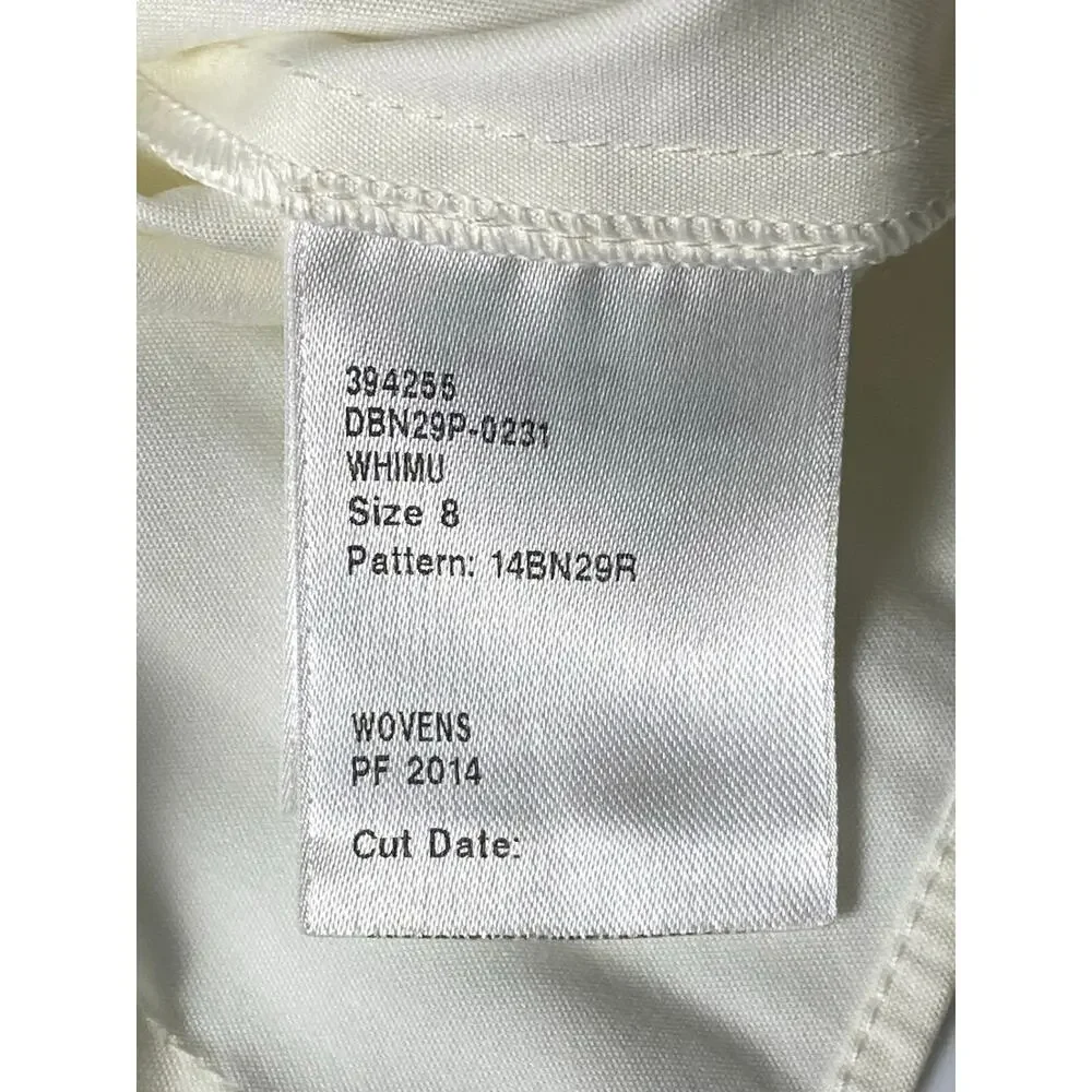 Lafayette 148 Classic Ivory Button Collared Blouse Silver Vertical Detail Size 8 - Picture 5 of 9